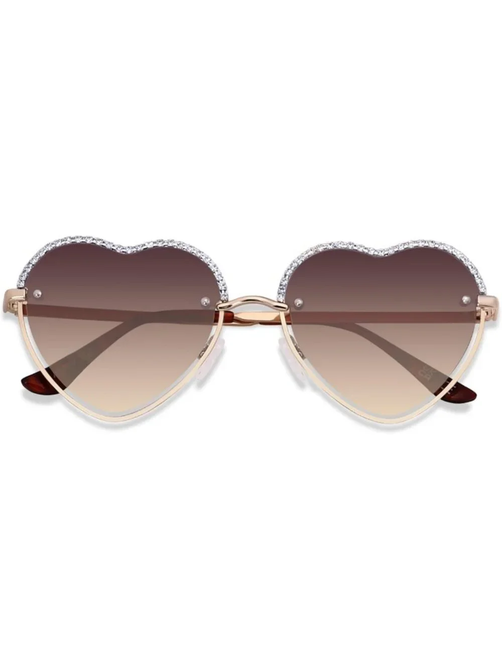 Trendy Heart Shaped Sunglasses with Rhinestones - Women's Love Eye Shades